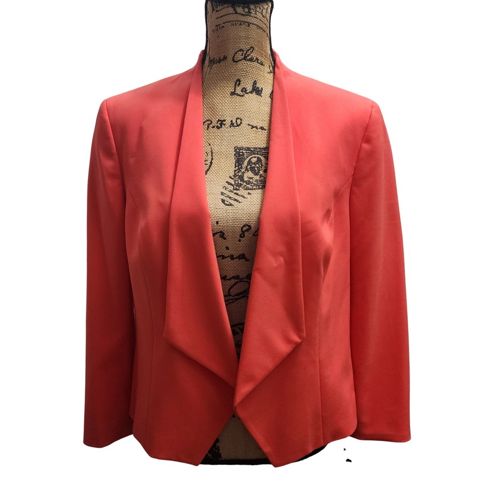 Nine West Tangerine‎ Coral Shawl Collar Blazer Jacket Women's US 12 Stretch